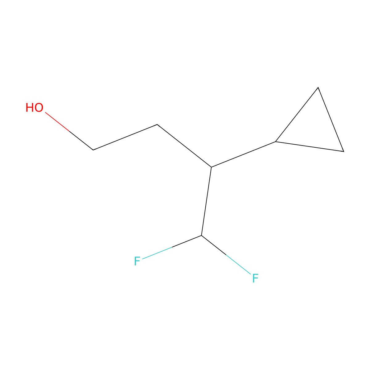 3-Cyclopropyl-4,4-difluorobutan-1-ol molecular structure, CAS 2749286-22-2