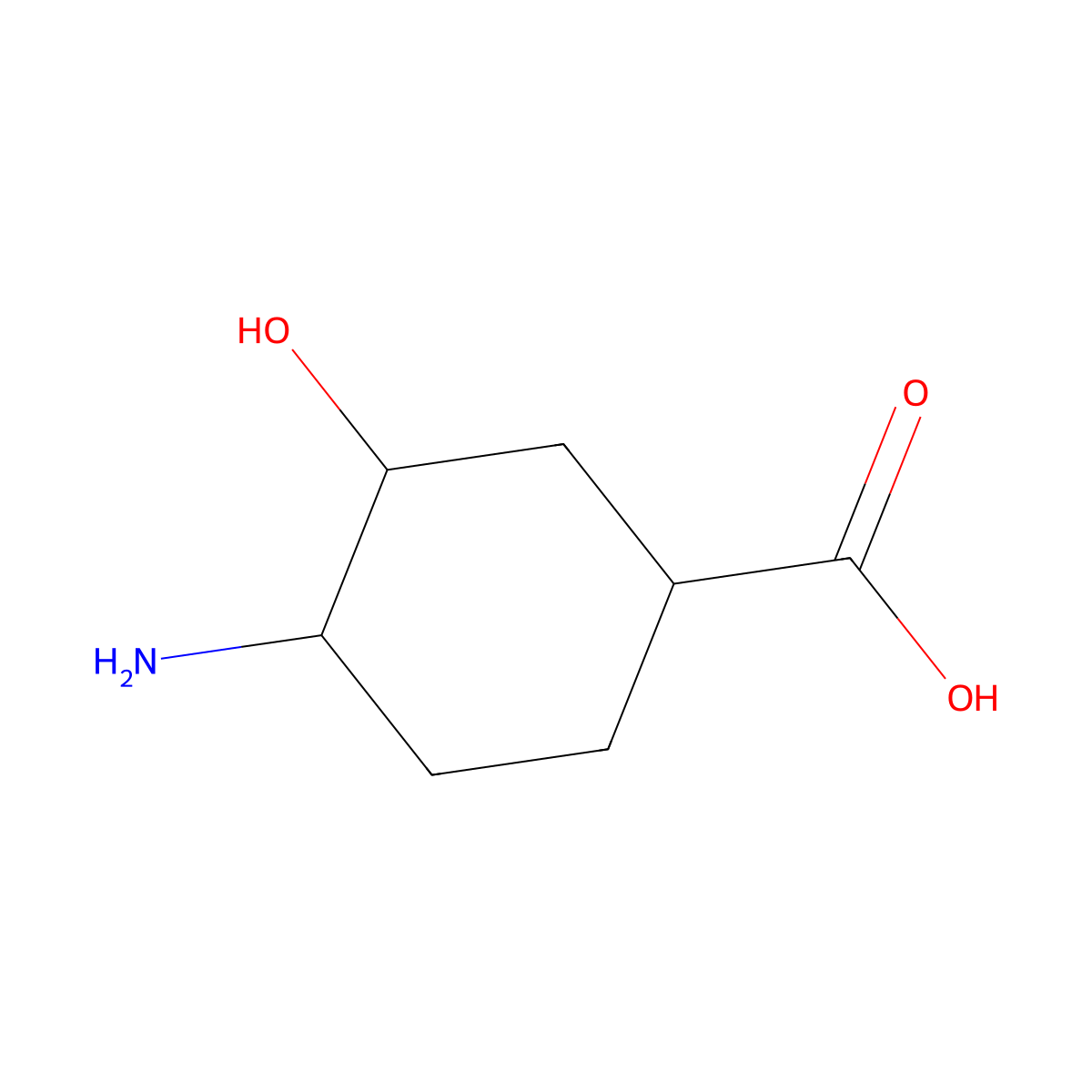 rac-(1R,3S,4S)-4-amino-3-hydroxycyclohexane-1-carboxylic acid molecular structure, CAS 2749296-16-8