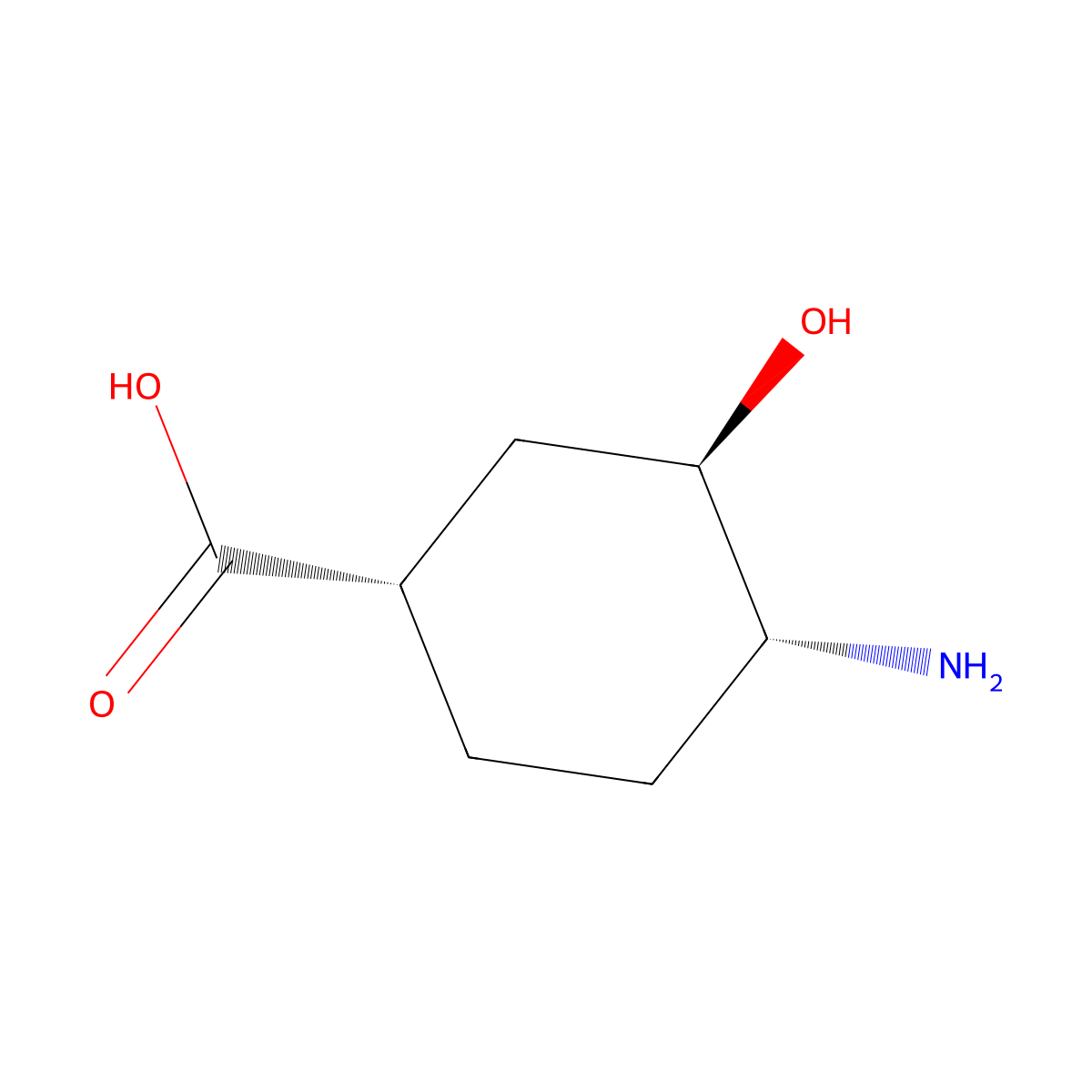 rac-(1R,3S,4S)-4-amino-3-hydroxycyclohexane-1-carboxylic acid molecular structure, CAS 2749296-16-8