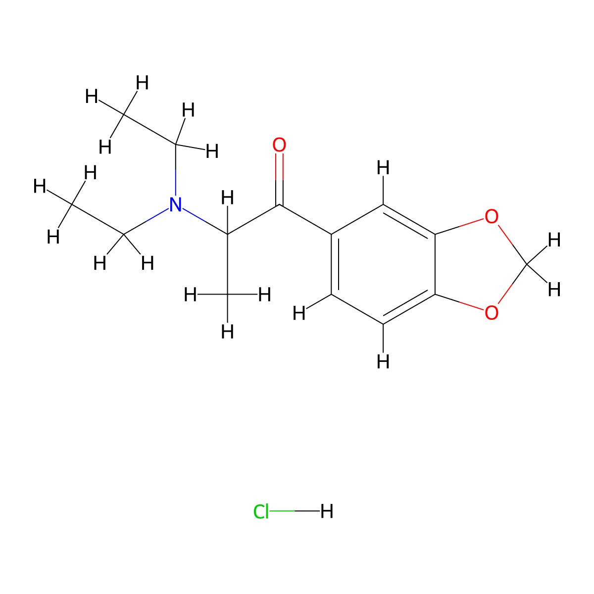 3',4'-Methylenedioxy-N,N-diethylcathinone (hydrochloride) molecular structure, CAS 2749303-12-4