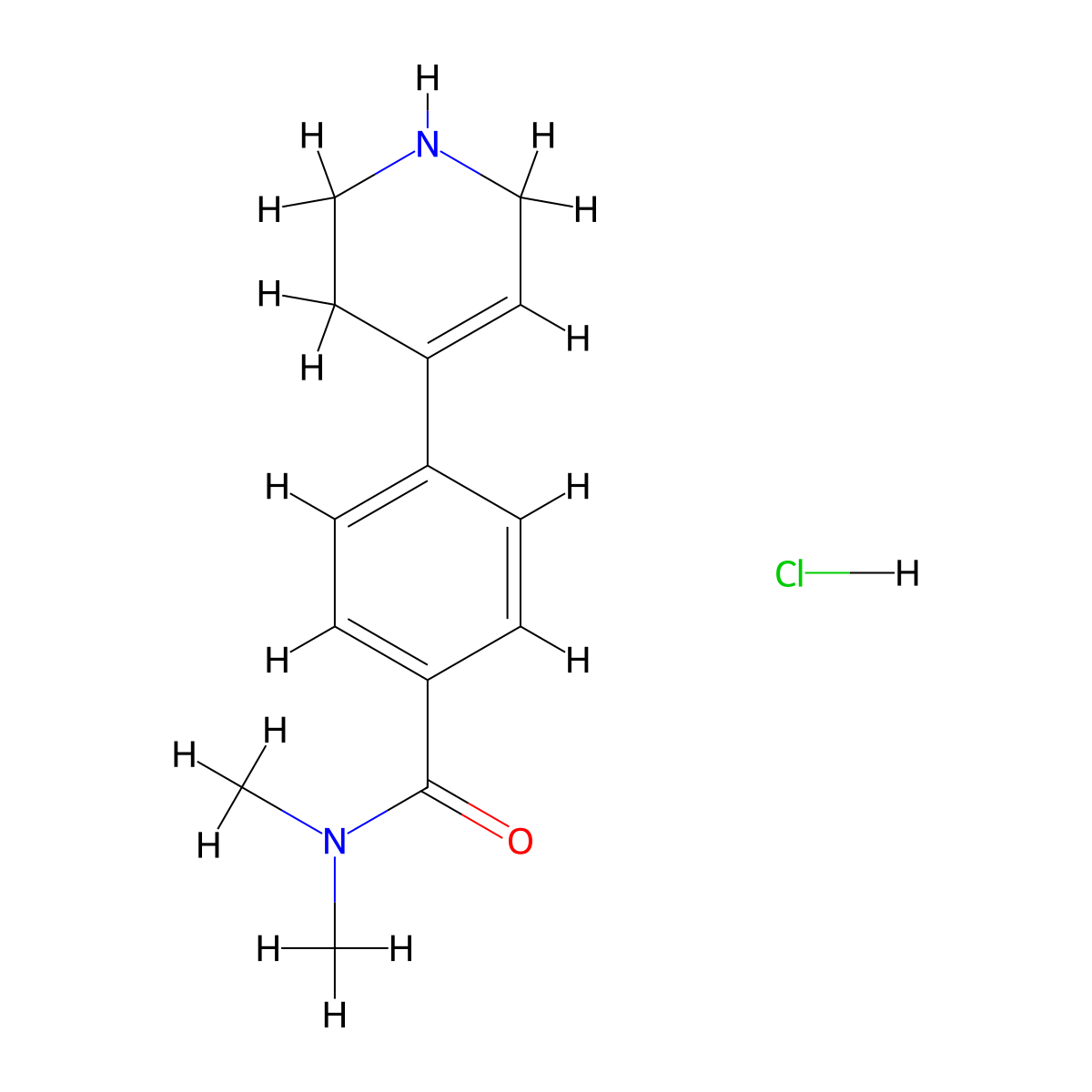 N,N-dimethyl-4-(1,2,3,6-tetrahydropyridin-4-yl)benzamide hydrochloride molecular structure, CAS 2749307-33-1