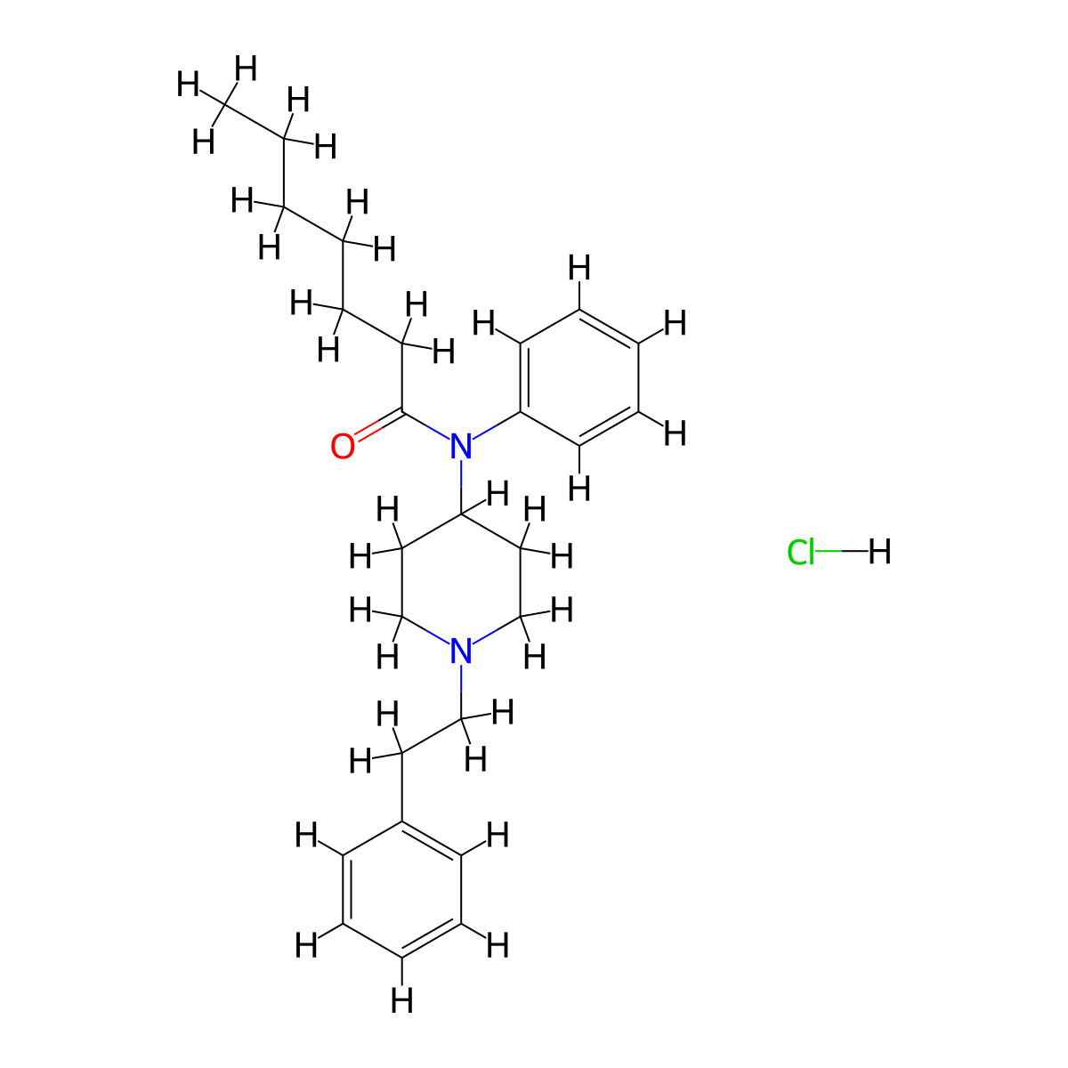 Heptanoyl fentanyl (hydrochloride) molecular structure, CAS 2749326-85-8