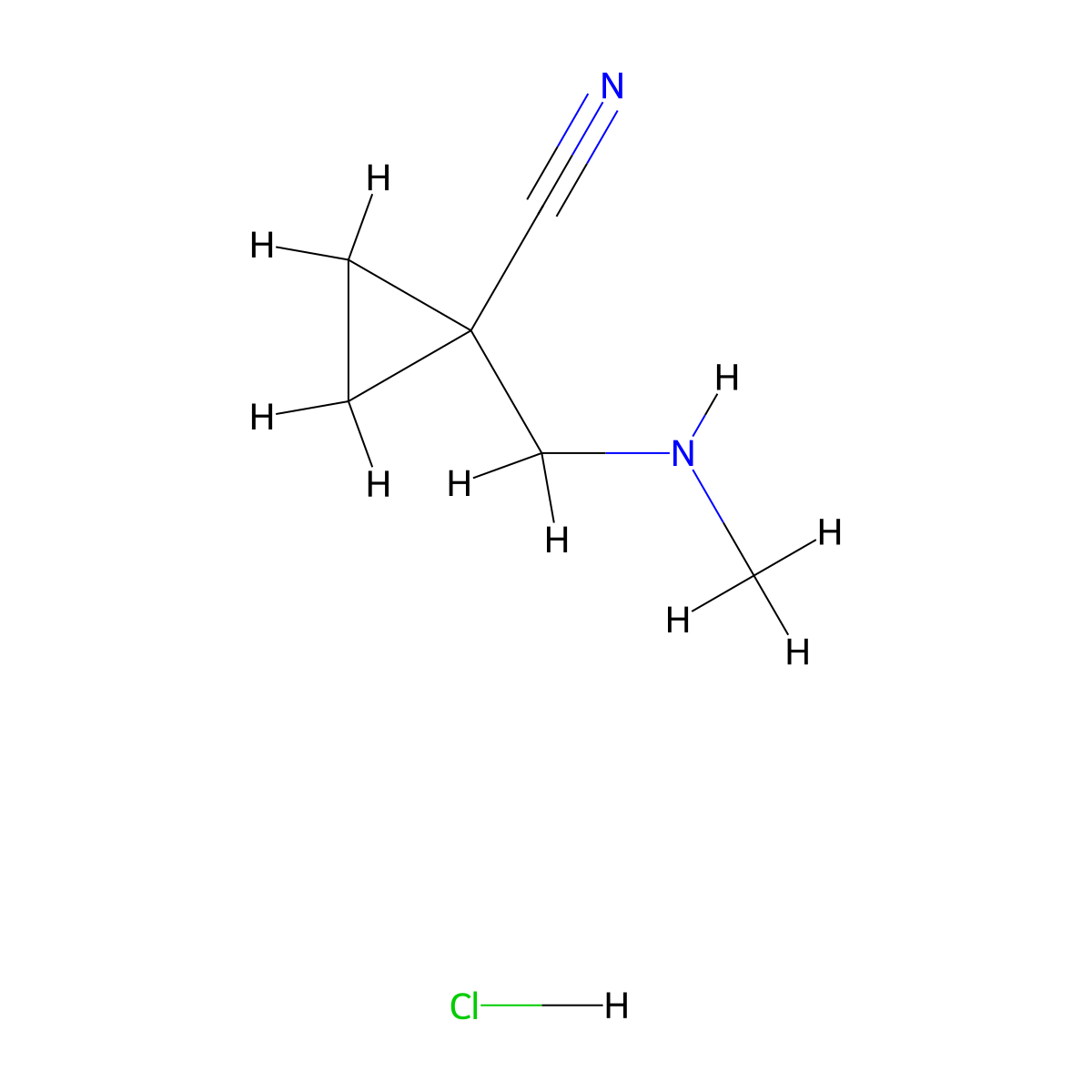 1-[(Methylamino)methyl]cyclopropane-1-carbonitrile hydrochloride molecular structure, CAS 2749338-11-0