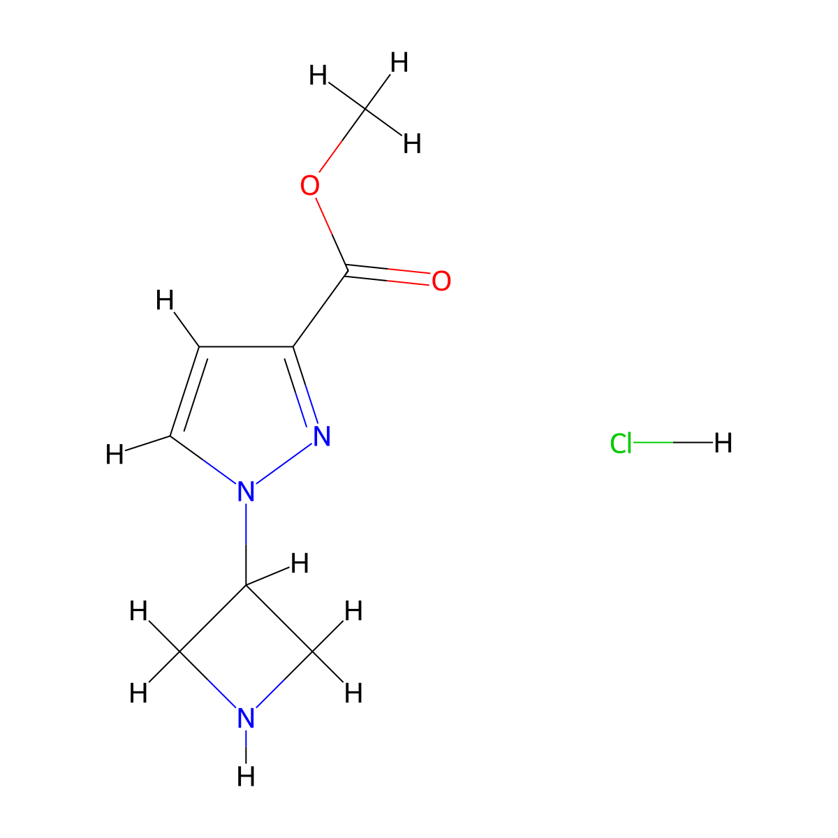 methyl 1-(azetidin-3-yl)-1H-pyrazole-3-carboxylate hydrochloride molecular structure, CAS 2749345-98-8