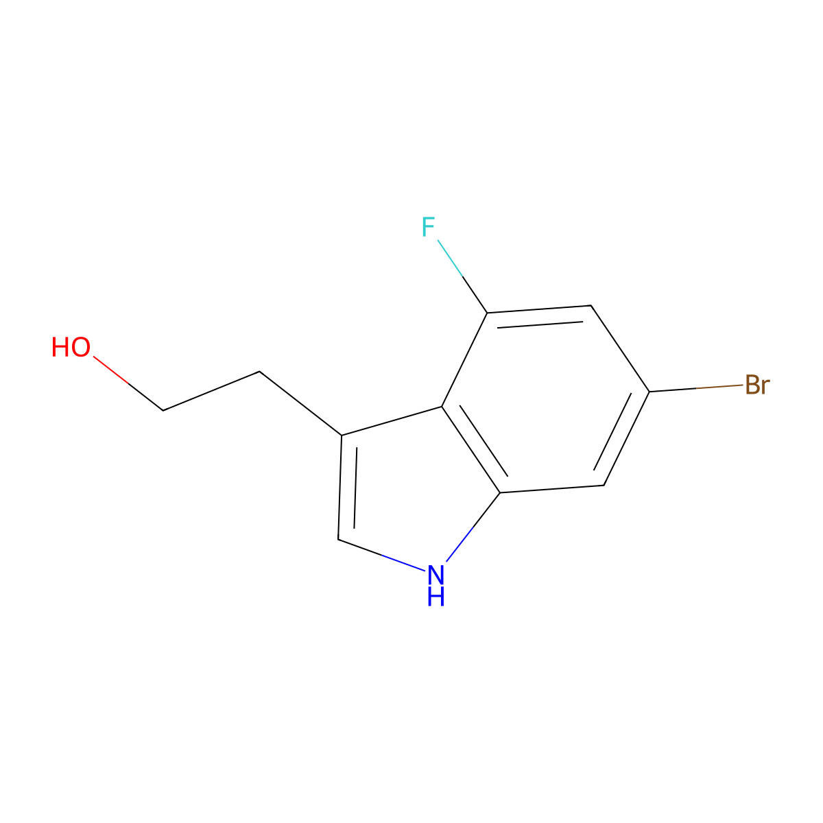 2-(6-Bromo-4-fluoro-1H-indol-3-yl)ethan-1-ol molecular structure, CAS 2749351-42-4