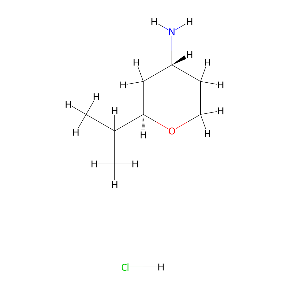 trans-2-Isopropyltetrahydropyran-4-amine;hydrochloride molecular structure, CAS 2749355-13-1