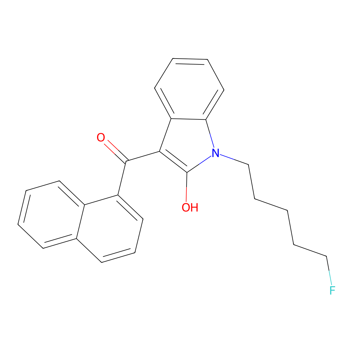 AM2201 2-hydroxyindole metabolite molecular structure, CAS 2749391-49-7