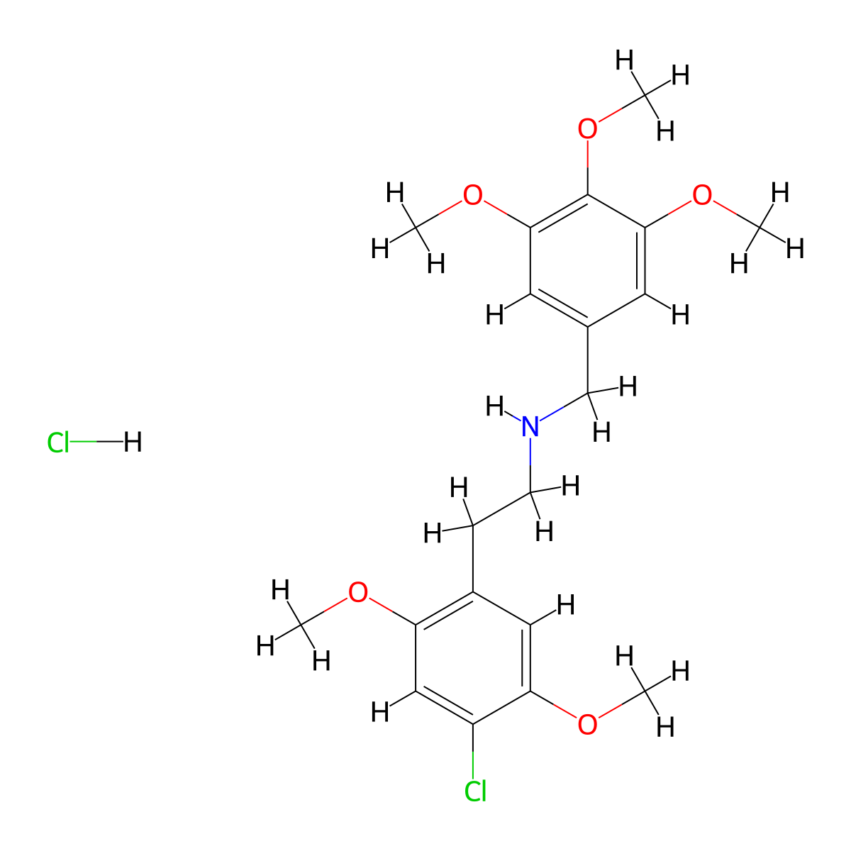 2-(4-chloro-2,5-dimethoxyphenyl)-N-(3,4,5-trimethoxybenzyl)ethanamine,monohydrochloride molecular structure, CAS 2749391-65-7