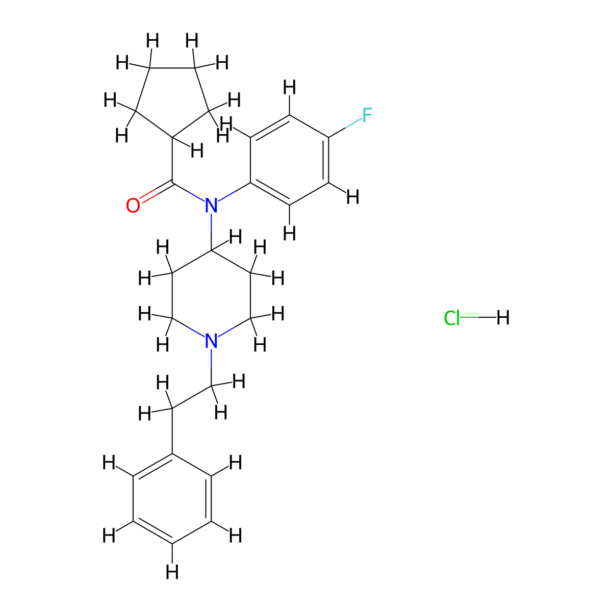 N-(4-fluorophenyl)-N-(1-phenethylpiperidin-4-yl)cyclopentanecarboxamide,monohydrochloride molecular structure, CAS 2749394-71-4