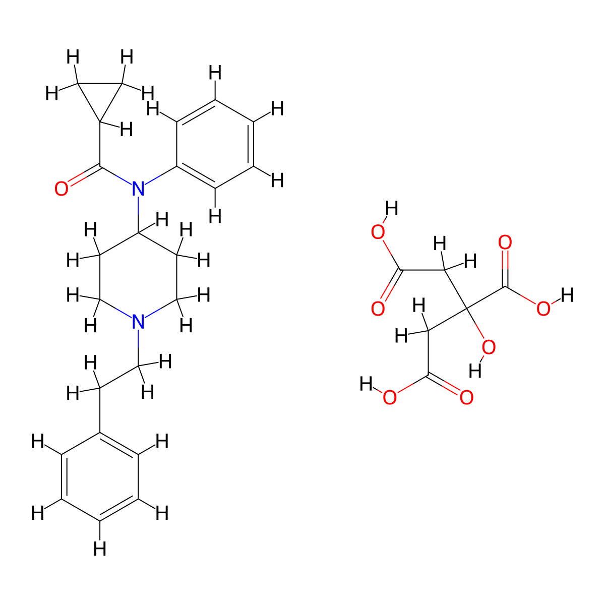 Cyclopropyl fentanyl (citrate) molecular structure, CAS 2749394-87-2