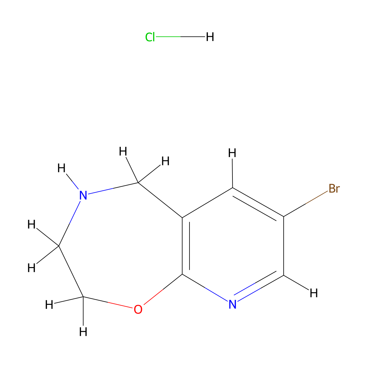 7-bromo-2H,3H,4H,5H-pyrido[3,2-f][1,4]oxazepine hydrochloride molecular structure, CAS 2749416-33-7