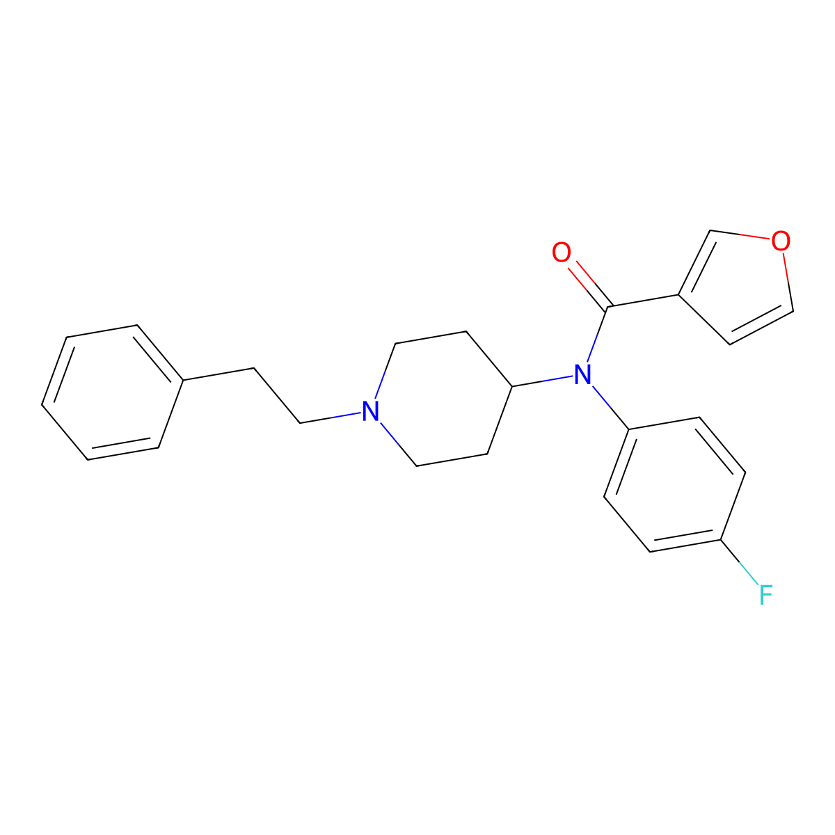 para-Fluoro-3-furanyl fentanyl molecular structure, CAS 2749433-10-9