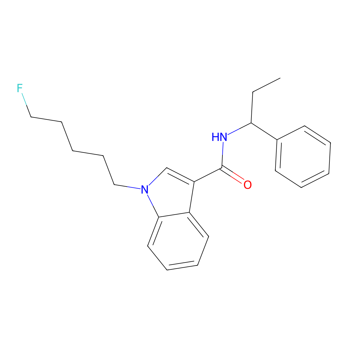 1-(5-fluoropentyl)-N-(1-phenylpropyl)-1H-indole-3-carboxamide molecular structure, CAS 2749433-43-8
