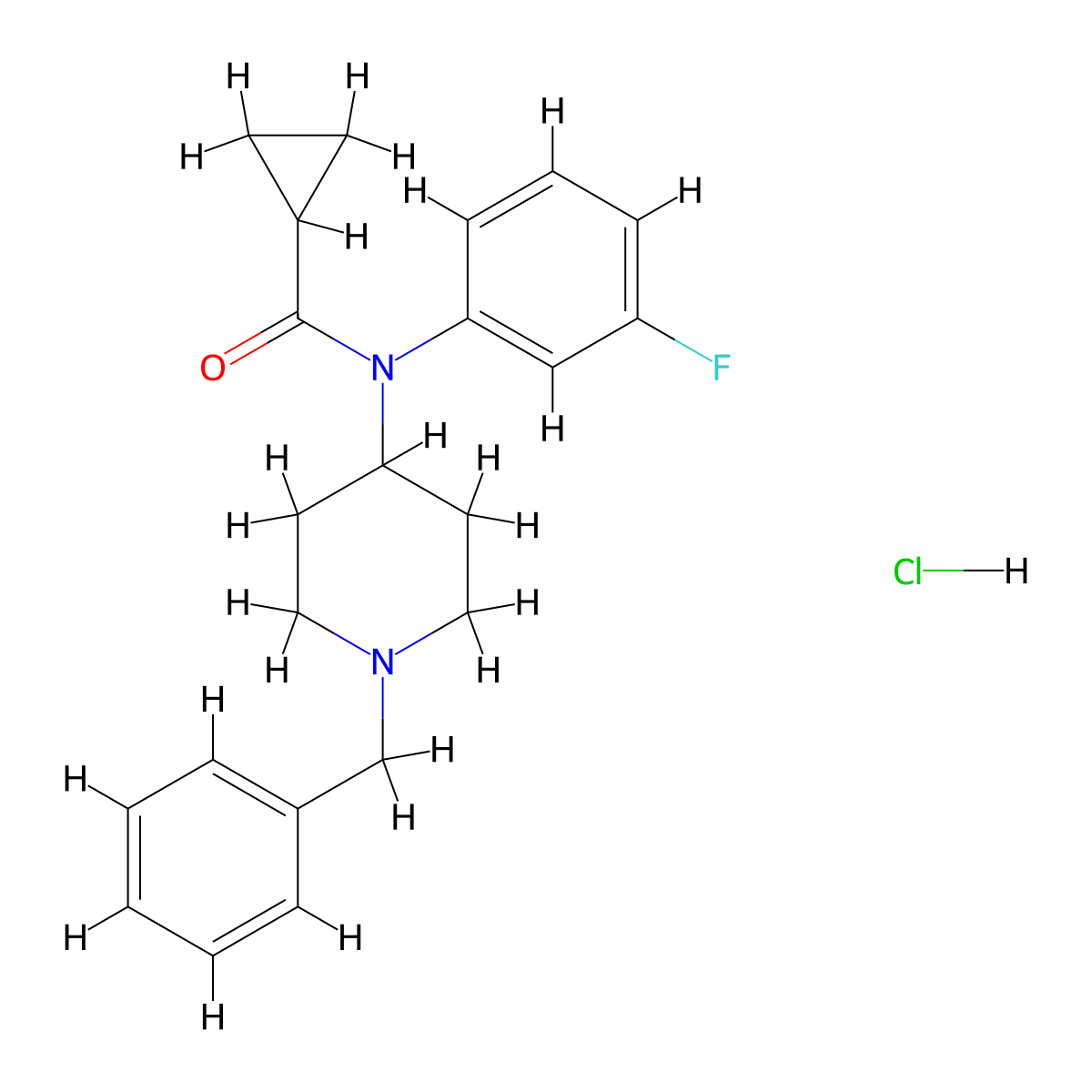 N-benzyl meta-fluoro Cyclopropyl norfentanyl (hydrochloride) molecular structure, CAS 2749434-89-5