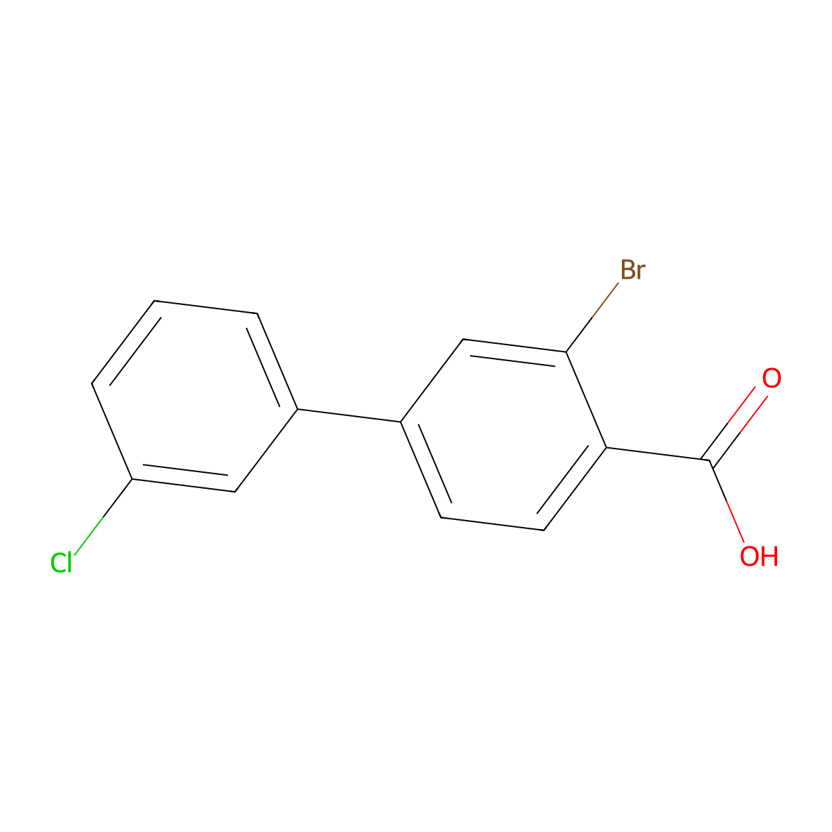 3-Bromo-3'-chloro-[1,1'-biphenyl]-4-carboxylic acid molecular structure, CAS 2749442-50-8