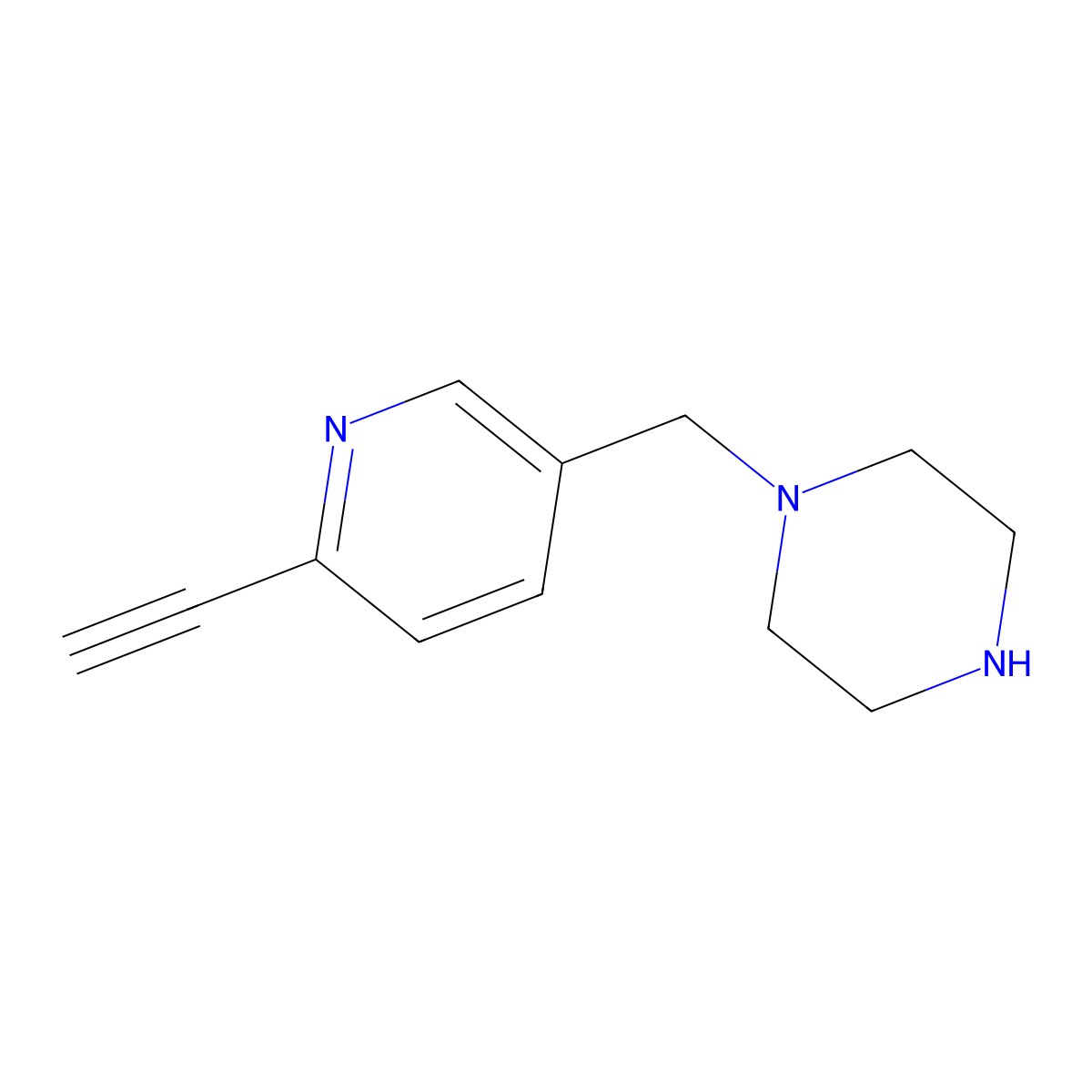 1-((6-Ethynylpyridin-3-yl)methyl)piperazine molecular structure, CAS 2749469-79-0