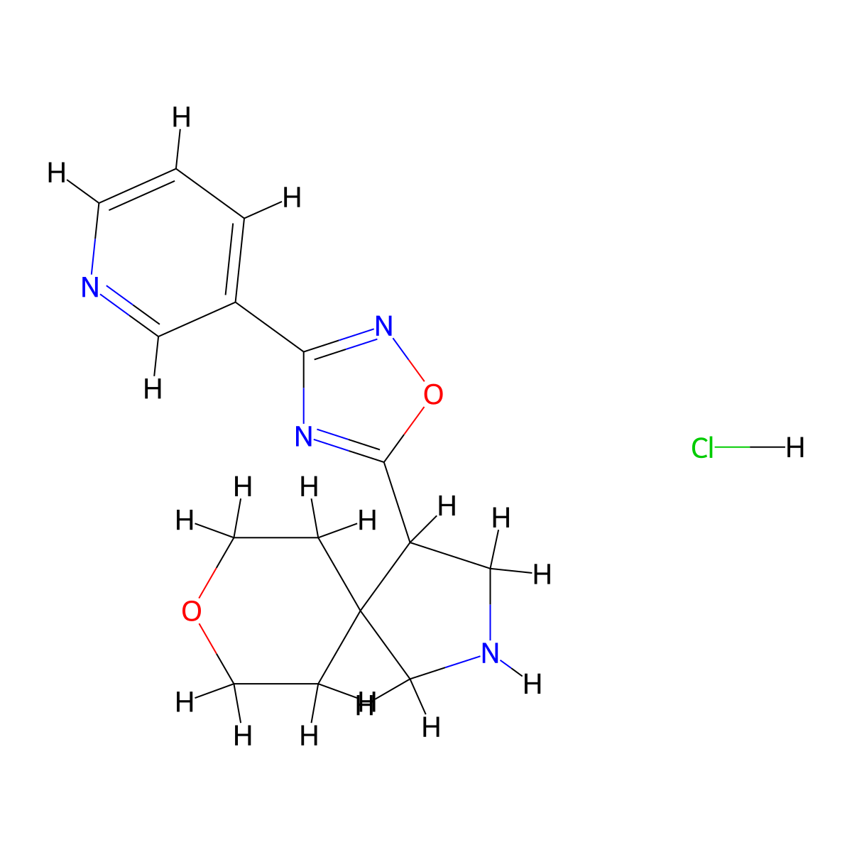 4-(3-Pyridin-3-YL-1,2,4-oxadiazol-5-YL)-8-oxa-2-azaspiro[4.5]decane hydrochloride molecular structure, CAS 2749482-51-5