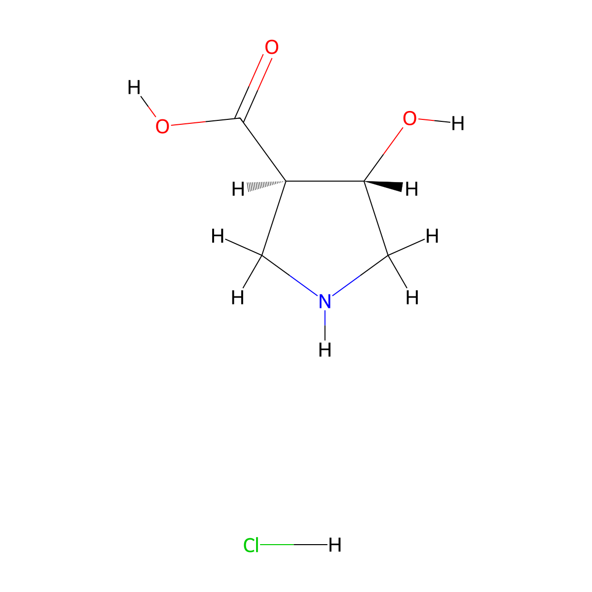 rac-(3R,4S)-4-hydroxypyrrolidine-3-carboxylic acid hydrochloride molecular structure, CAS 2749497-84-3