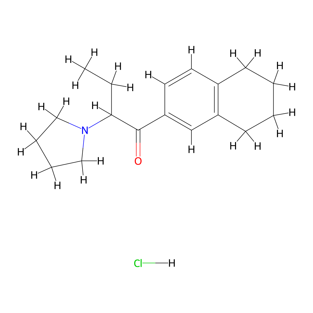 2-(Pyrrolidin-1-yl)-1-(5,6,7,8-tetrahydronaphthalen-2-yl)butan-1-one,monohydrochloride molecular structure, CAS 2749504-65-0