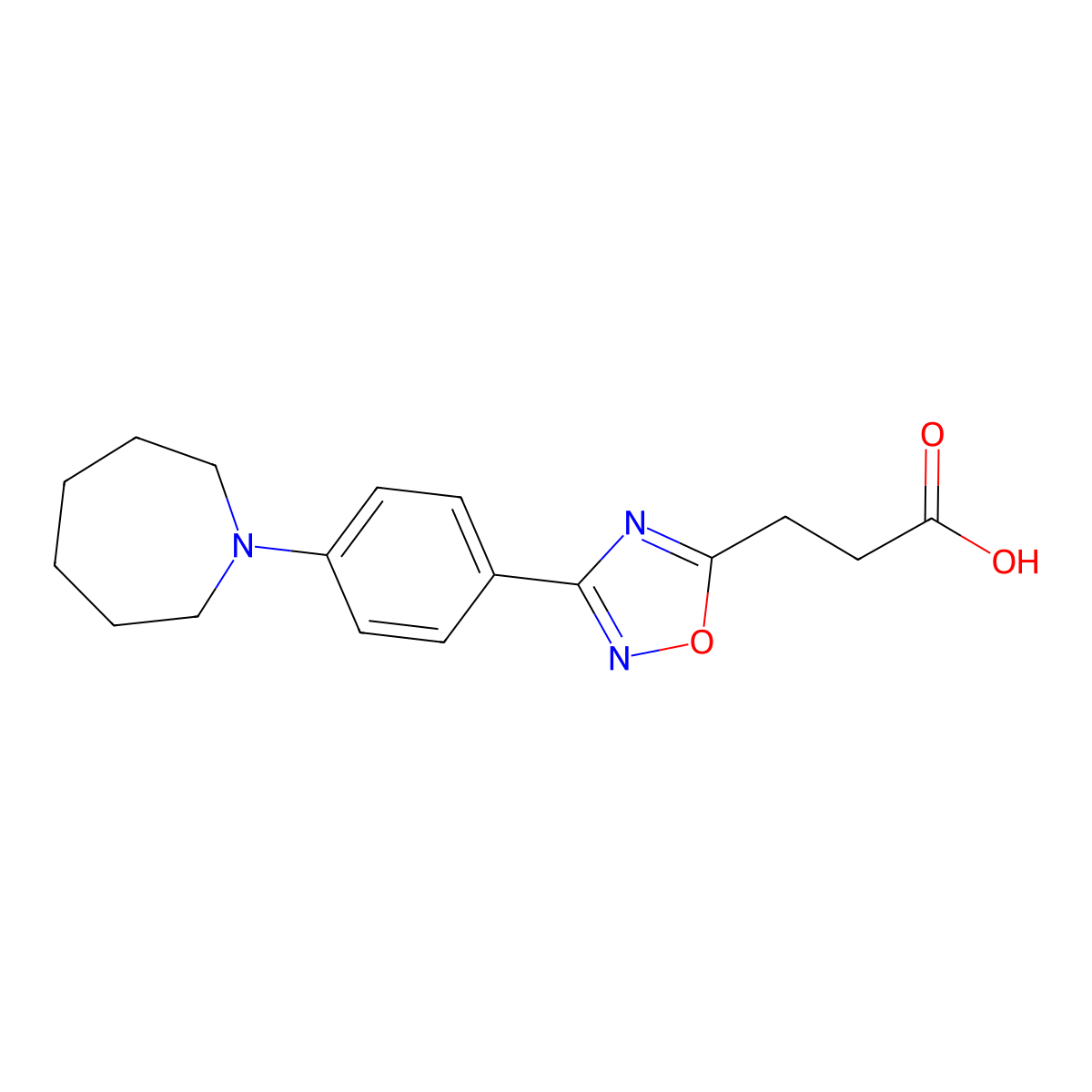 3-[3-(4-Azepan-1-ylphenyl)-1,2,4-oxadiazol-5-yl]propanoic acid molecular structure, CAS 2749505-03-9