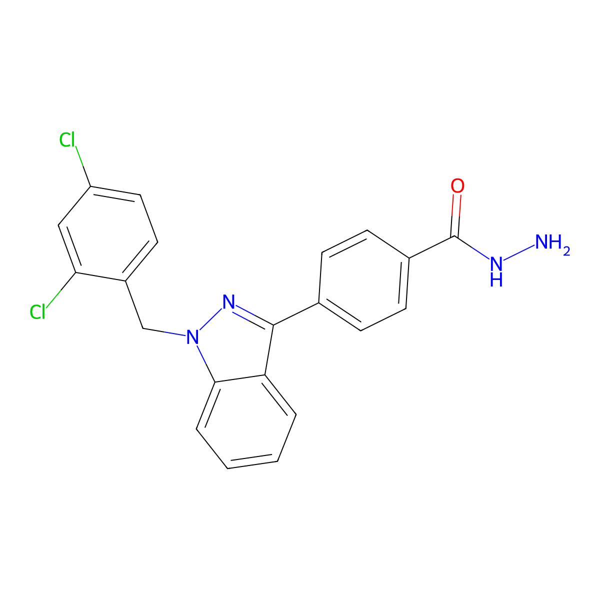 4-[1-[(2,4-Dichlorophenyl)methyl]indazol-3-yl]benzohydrazide molecular structure, CAS 2749517-98-2