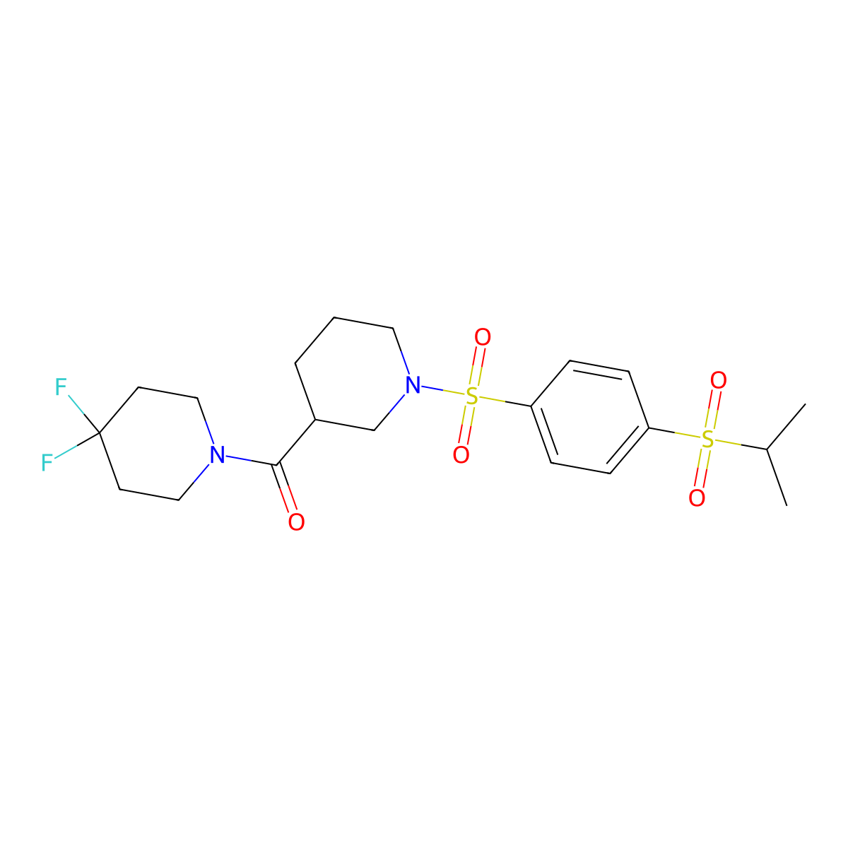 (R)-(4,4-Difluoropiperidin-1-yl)(1-((4-(isopropylsulfonyl)phenyl)sulfonyl)piperidin-3-yl)methanone molecular structure, CAS 2749555-66-4
