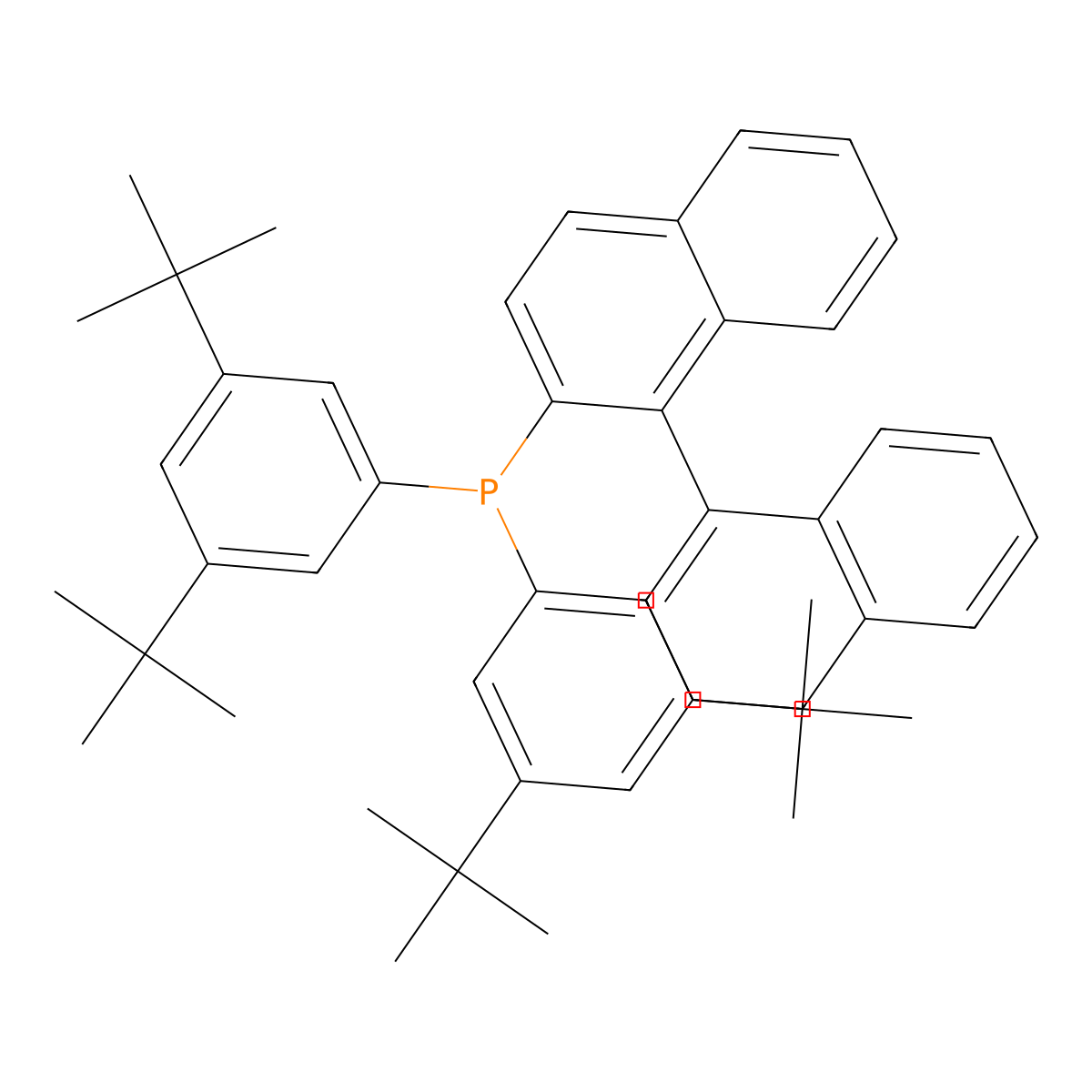 (R)-Bis(3,5-di-tert-butylphenyl)(3',4'-dihydro-[1,1'-binaphthalen]-2-yl)phosphane molecular structure, CAS 2749557-21-7