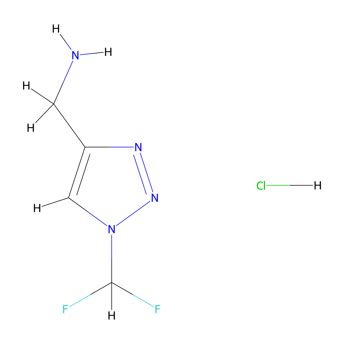 1-Difluoromethyltriazolyl-4-methylamine hydrochloride molecular structure, CAS 2749585-79-1