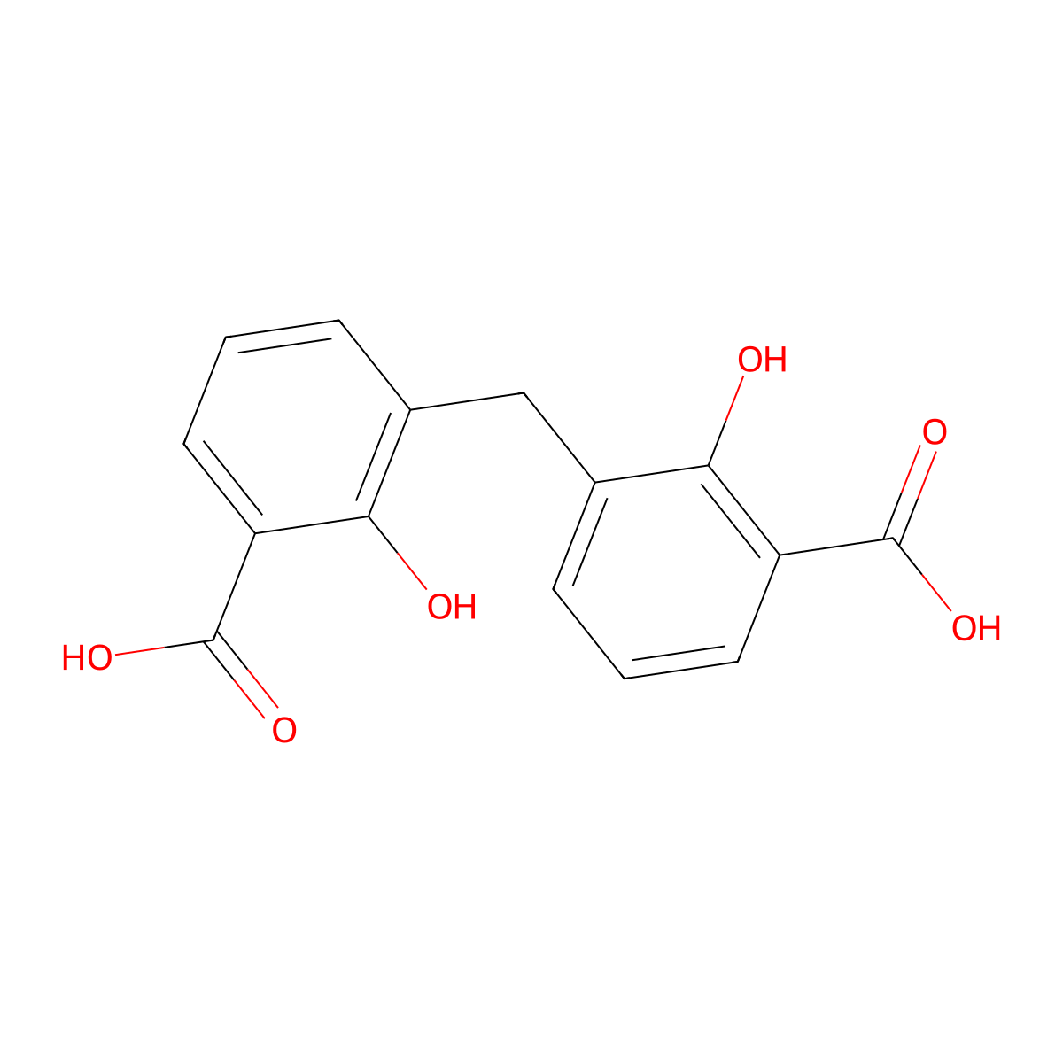Methylenebis(2-hydroxybenzoic acid) molecular structure, CAS 27496-82-8