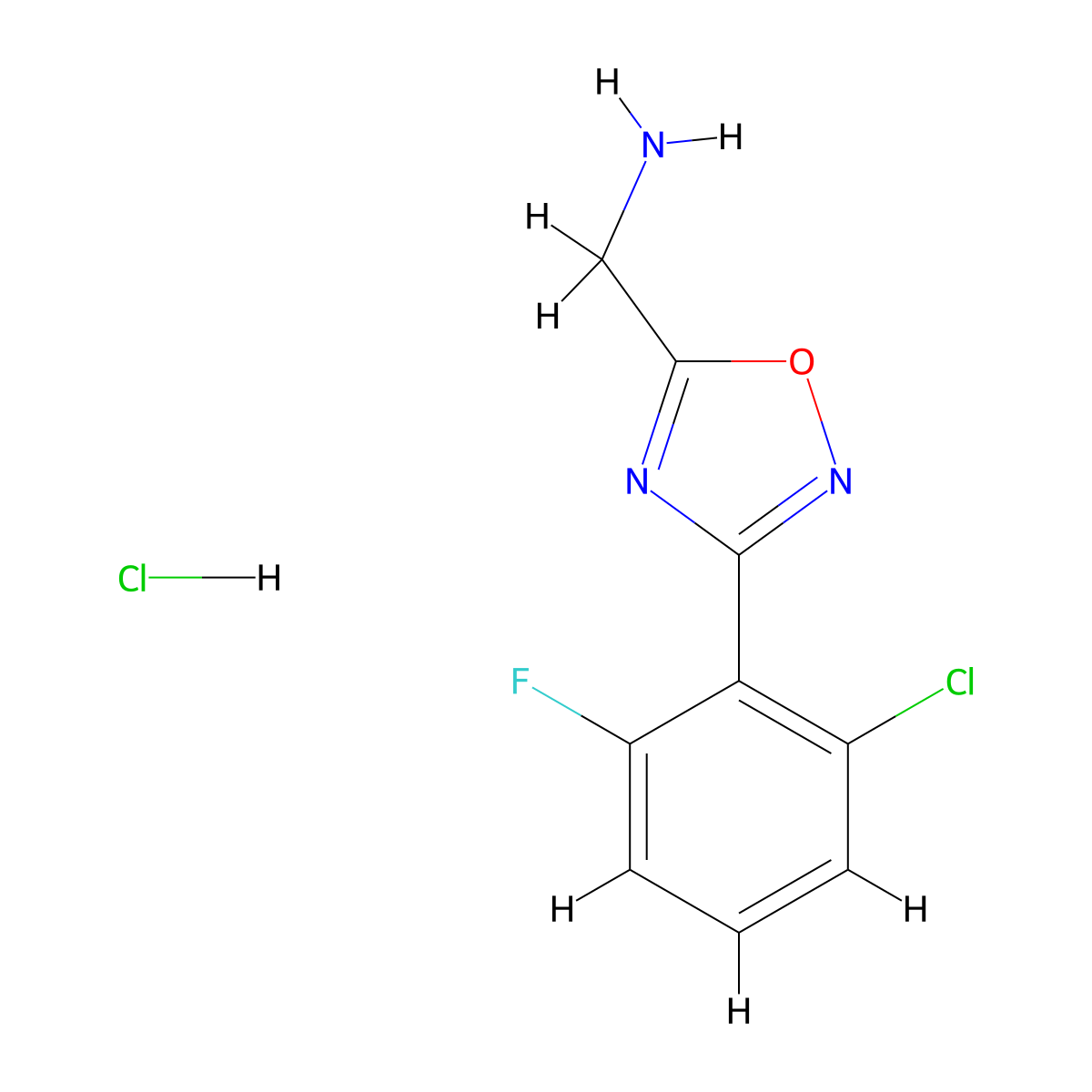 [3-(2-Chloro-6-fluorophenyl)-1,2,4-oxadiazol-5-yl]methanamine;hydrochloride molecular structure, CAS 2749607-25-6