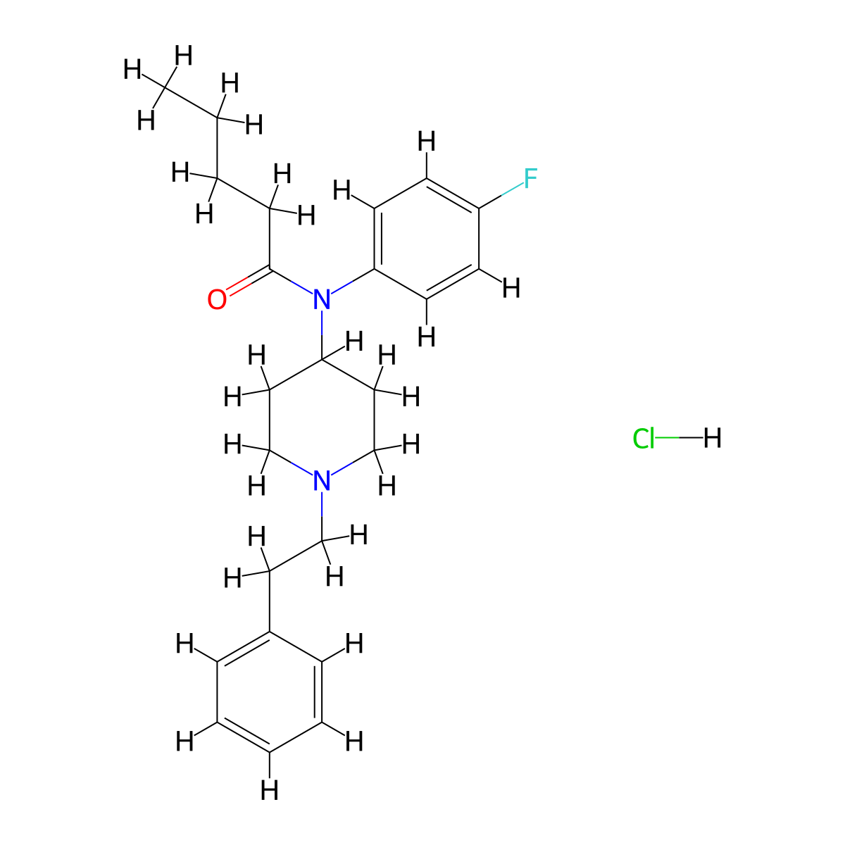 para-Fluoro Valeryl Fentanyl Hydrochloride molecular structure, CAS 2749618-68-4