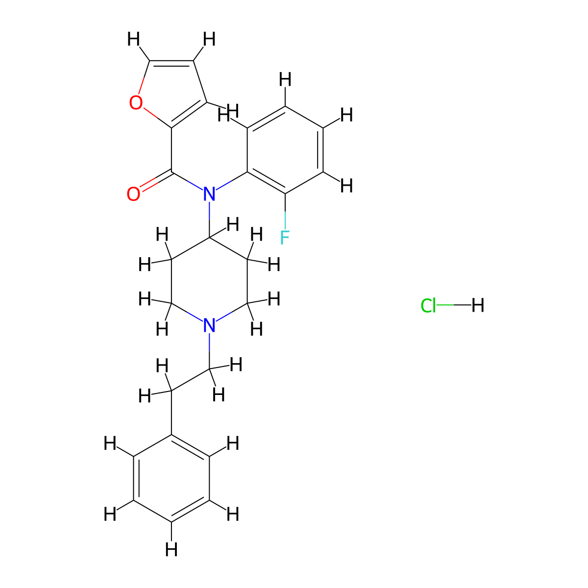 ortho-fluoro Furanyl fentanyl (hydrochloride) molecular structure, CAS 2749619-19-8