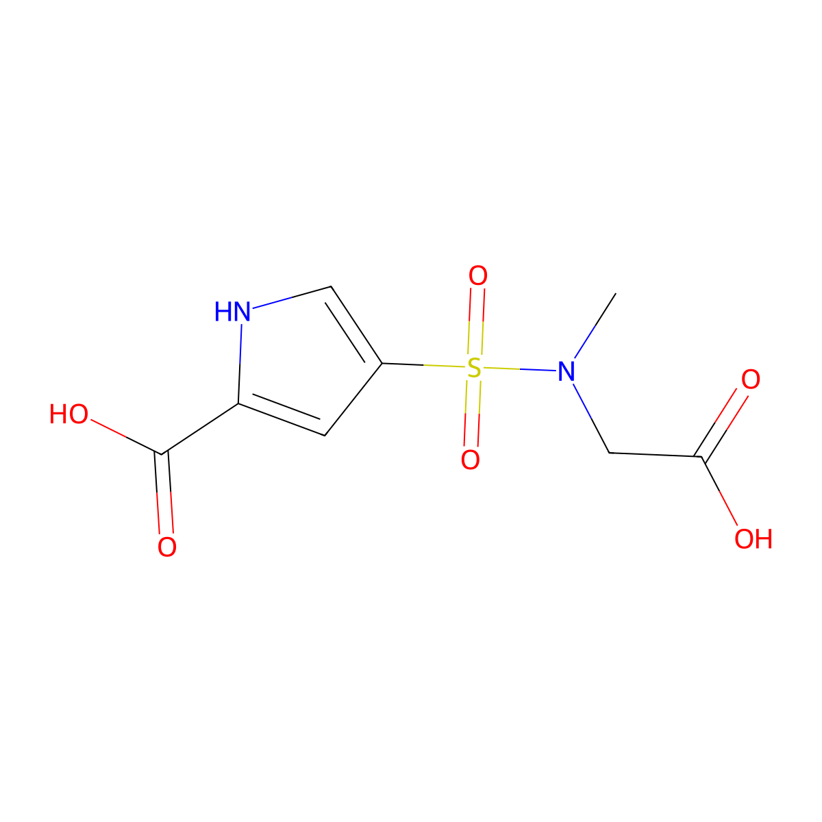 4-[(carboxymethyl)(methyl)sulfamoyl]-1H-pyrrole-2-carboxylic acid molecular structure, CAS 2749619-38-1