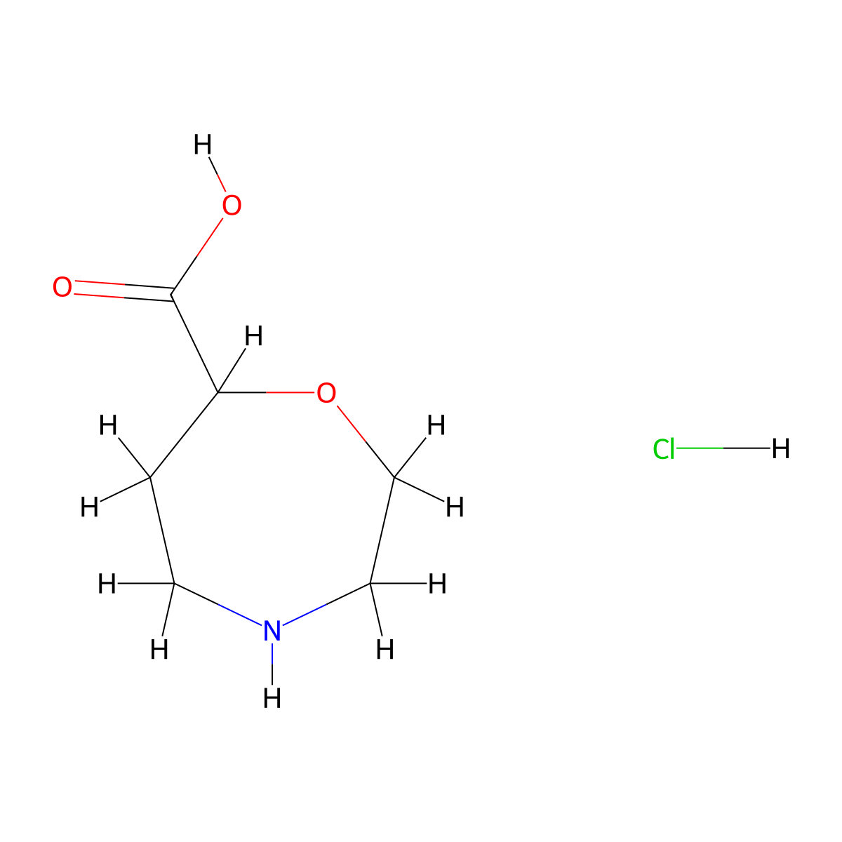 1,4-Oxazepane-7-carboxylic acid hydrochloride molecular structure, CAS 2749686-97-1