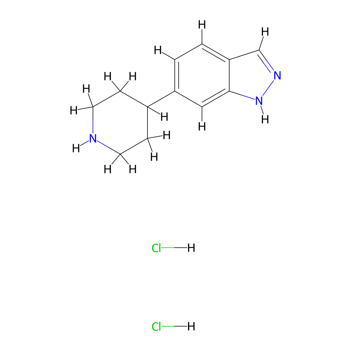 6-(piperidin-4-yl)-1H-indazole dihydrochloride molecular structure, CAS 2749691-36-7
