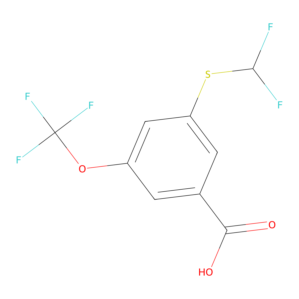 3-[(Difluoromethyl)sulfanyl]-5-(trifluoromethoxy)benzoic acid molecular structure, CAS 2749691-84-5