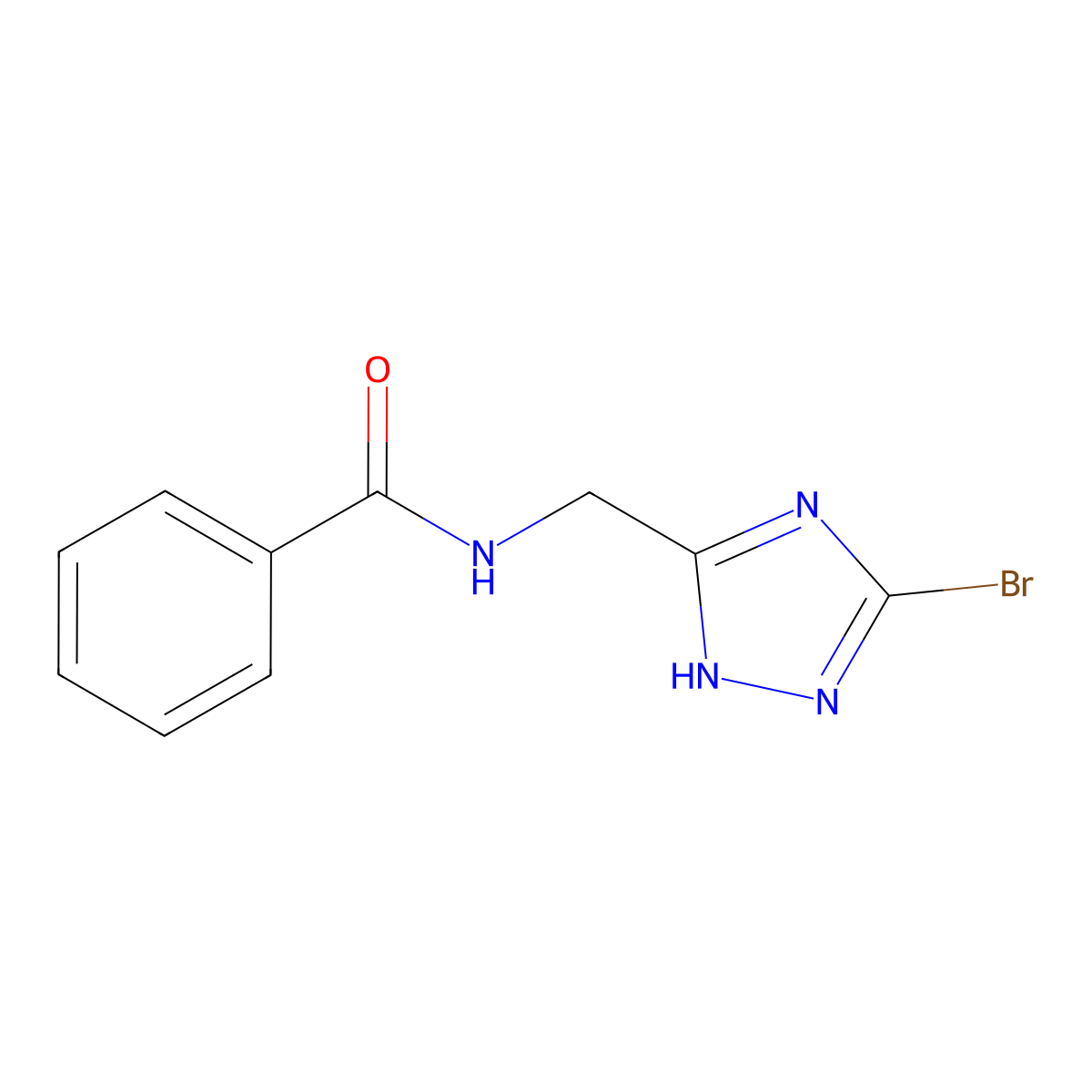 N-[(5-Bromo-1H-1,2,4-triazol-3-yl)methyl]benzamide molecular structure, CAS 2749693-47-6