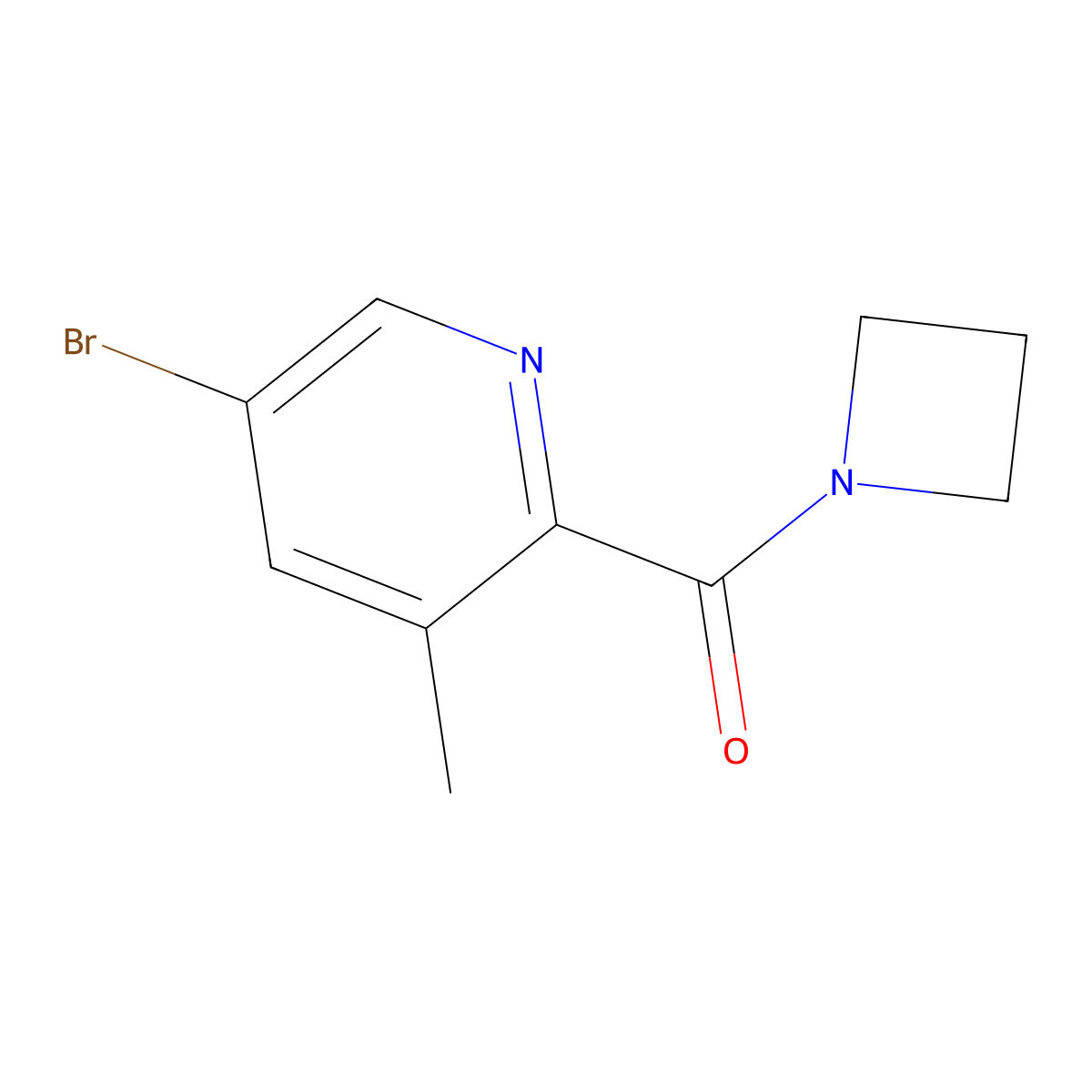 Azetidin-1-yl(5-bromo-3-methylpyridin-2-yl)methanone molecular structure, CAS 2749700-05-6