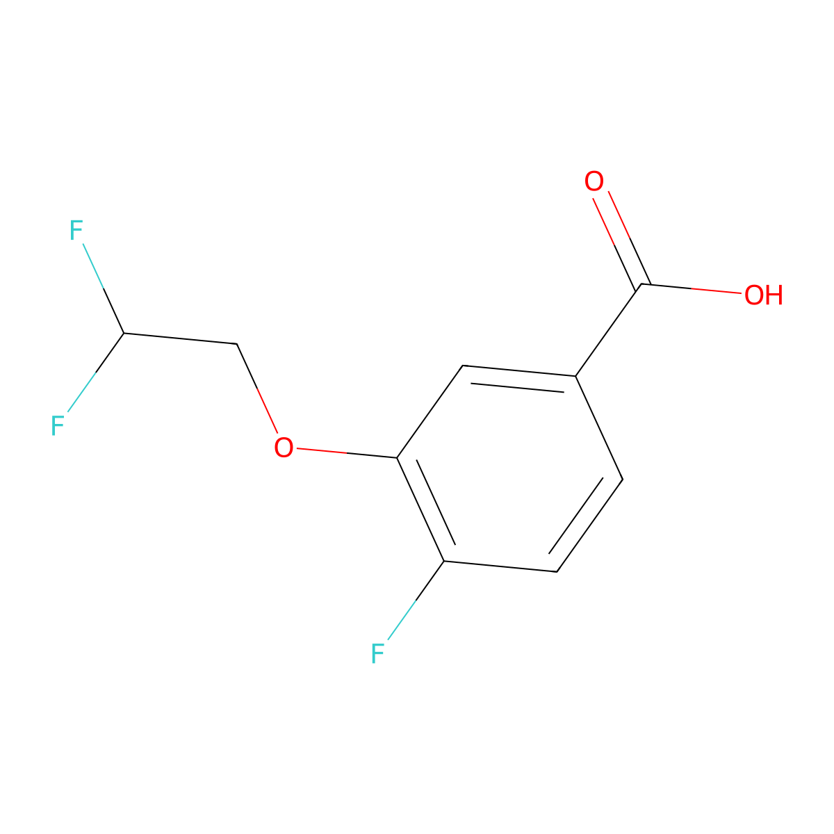 3-(2,2-Difluoroethoxy)-4-fluorobenzoic acid molecular structure, CAS 2749700-17-0