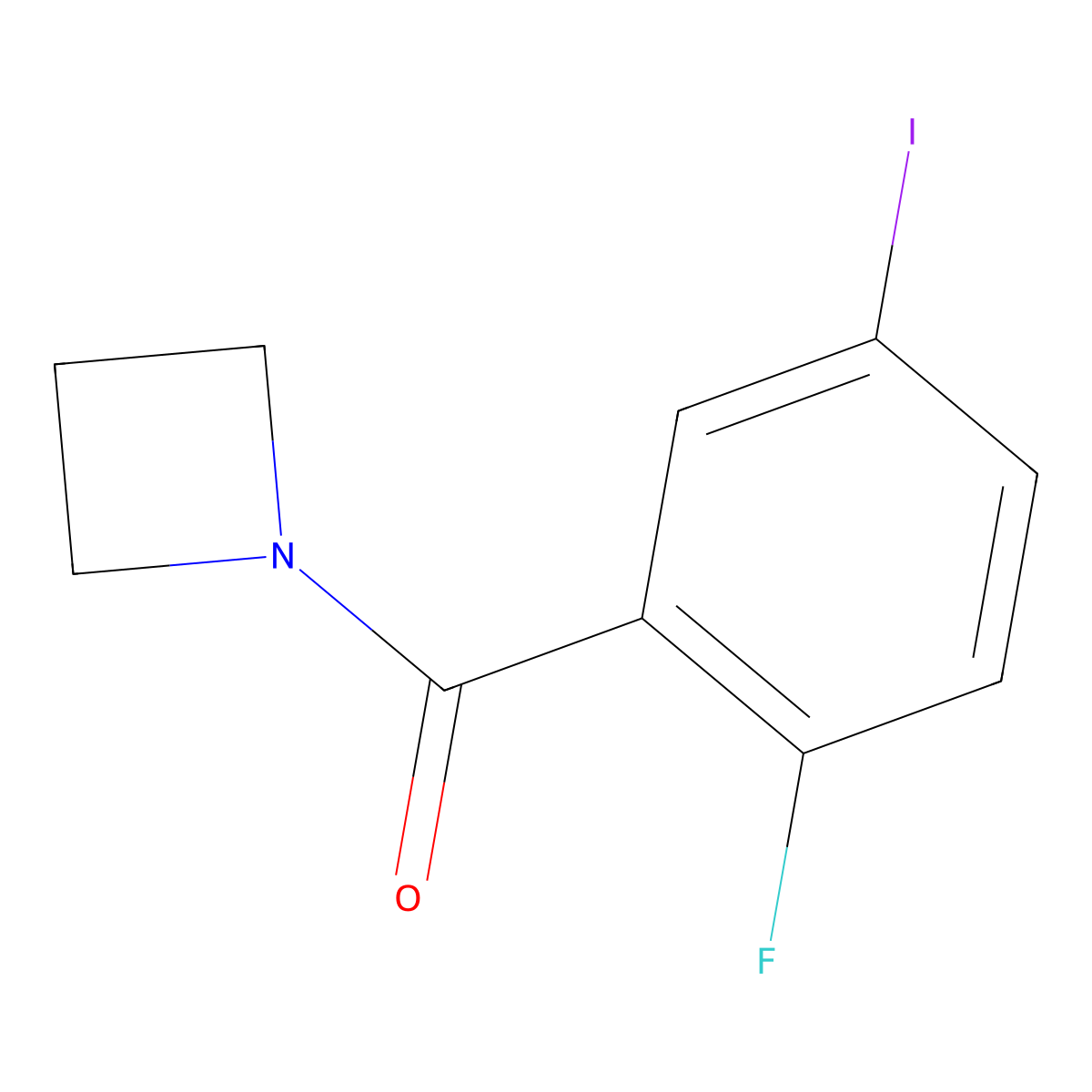 Azetidin-1-yl(2-fluoro-5-iodophenyl)methanone molecular structure, CAS 2749713-47-9