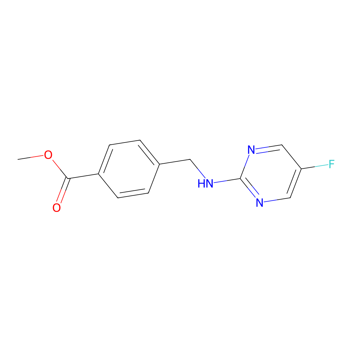 Methyl 4-{[(5-fluoropyrimidin-2-yl)amino]methyl}benzoate molecular structure, CAS 2749728-87-6