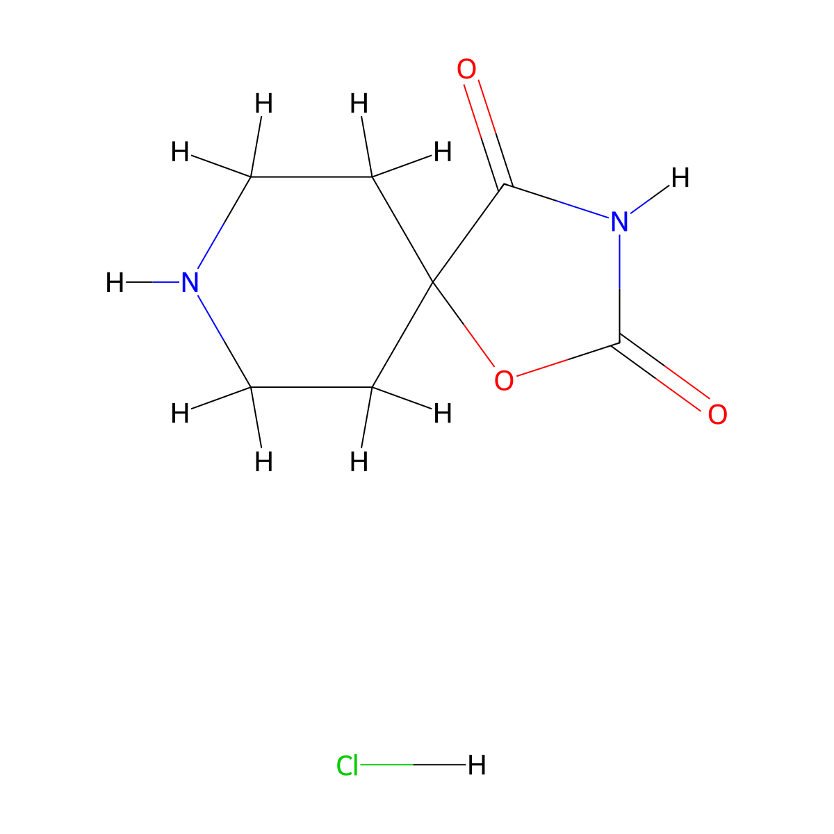 1-Oxa-3,8-diazaspiro[4.5]decane-2,4-dione hydrochloride molecular structure, CAS 2749732-56-5