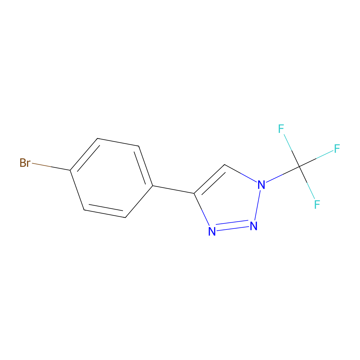 1-Trifluoromethyltriazolyl-4-phenyl-4-bromide molecular structure, CAS 2749747-73-5