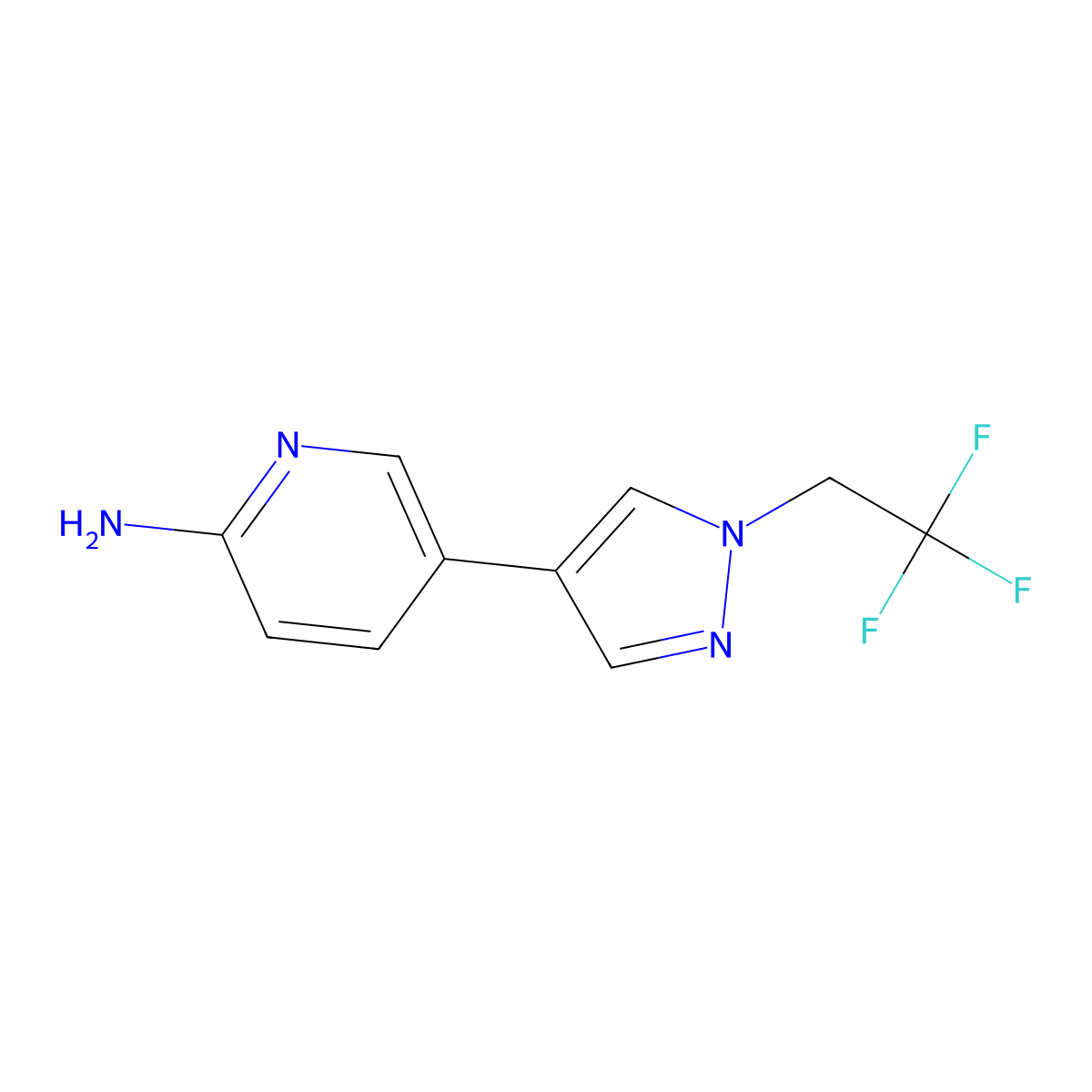 5-(1-(2,2,2-Trifluoroethyl)-1H-pyrazol-4-yl)pyridin-2-amine molecular structure, CAS 2749761-36-0