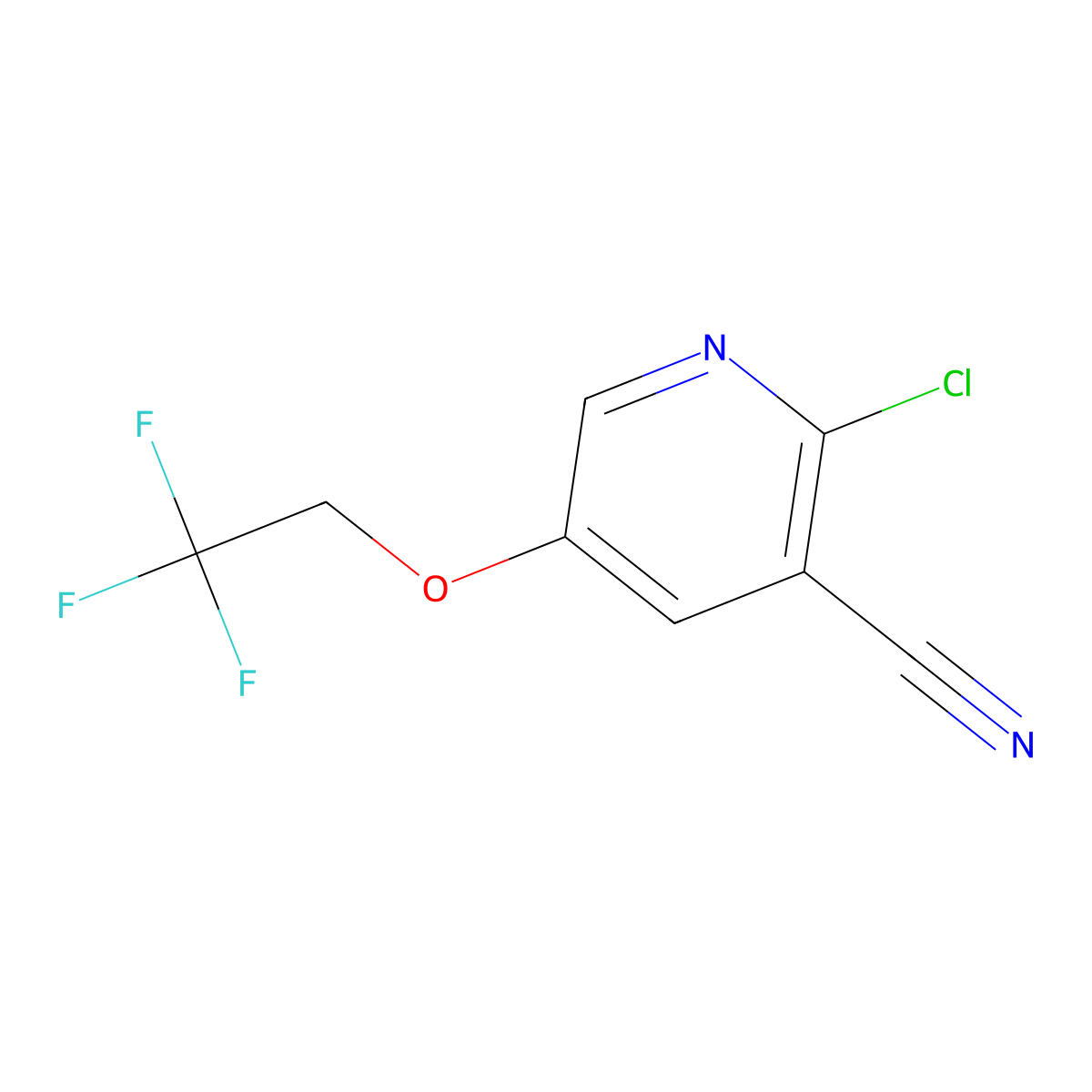2-Chloro-5-(2,2,2-trifluoroethoxy)nicotinonitrile molecular structure, CAS 2749770-53-2