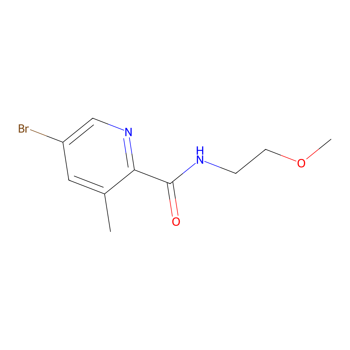 5-Bromo-N-(2-methoxyethyl)-3-methylpicolinamide molecular structure, CAS 2749770-81-6