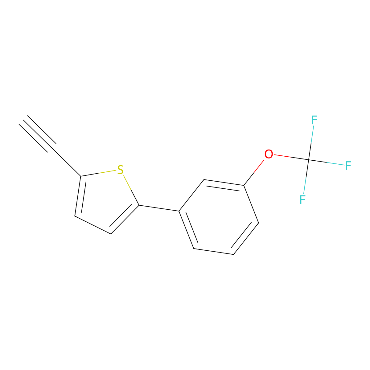 2-Ethynyl-5-(3-(trifluoromethoxy)phenyl)thiophene molecular structure, CAS 2749771-03-5