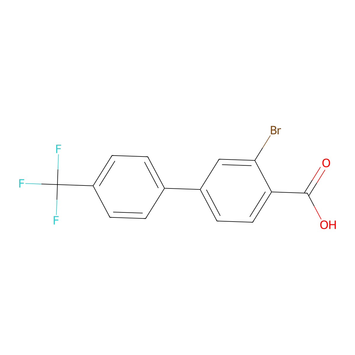 3-Bromo-4'-(trifluoromethyl)-[1,1'-biphenyl]-4-carboxylic acid molecular structure, CAS 2749797-99-5