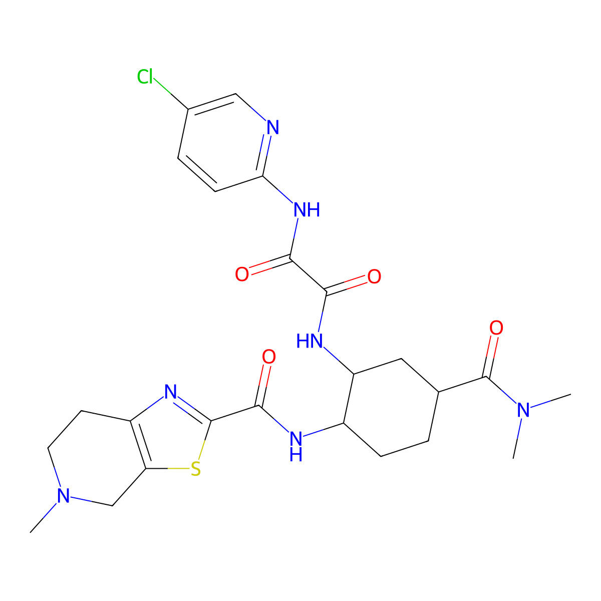 N1-(5-Chloropyridin-2-YL)-N2-((1R,2S,5S)-5-(dimethylcarbamoyl)-2-(5-methyl-4,5,6,7-tetrahydrothiazolo[5,4-C]pyridine-2-carboxamido)cyclohexyl)oxalamide molecular structure, CAS 2749802-54-6