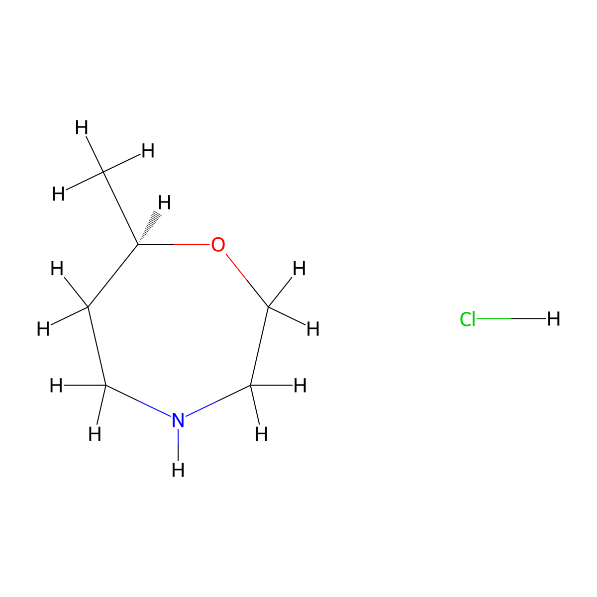 (7R)-7-methyl-1,4-oxazepane hydrochloride molecular structure, CAS 2749864-21-7